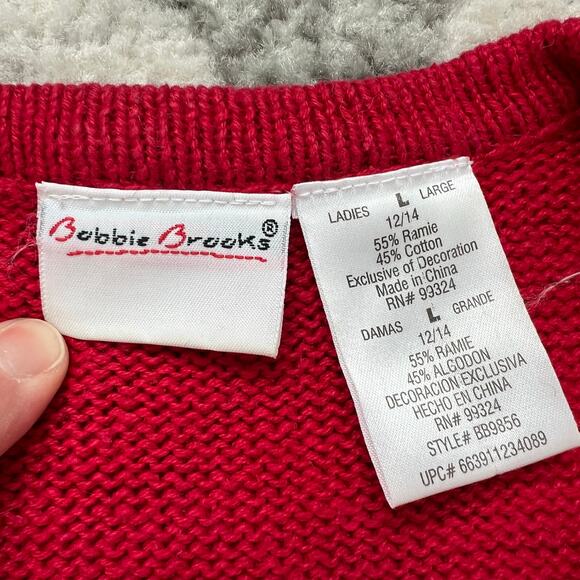 Bobbie Brooks Red Sweater Vest Scottie Dog Large Grandmacore Winter Casual - Picture 3 of 6